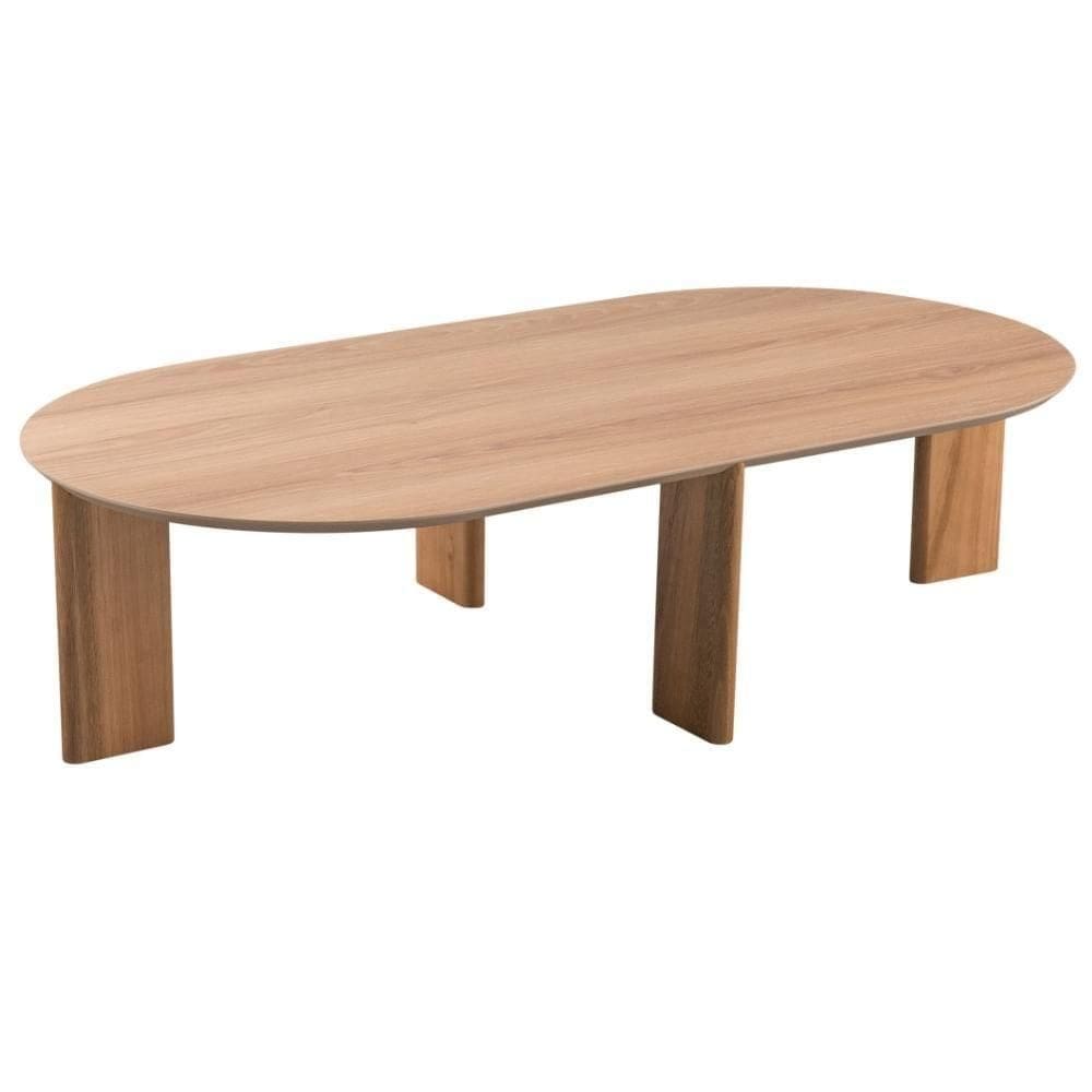 Mesa De Centro Orgânica Chanfrada Artesano 120 Cm (largura) Em Mdp Hanover (mel) Pés Madeira Maciça