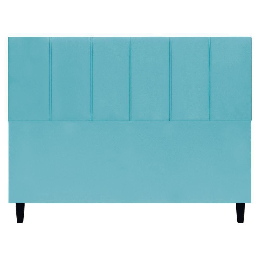 Cabeceira Estofada Para Cama Box Queen 160 Cm Classic Suede Azul-turquesa Suede