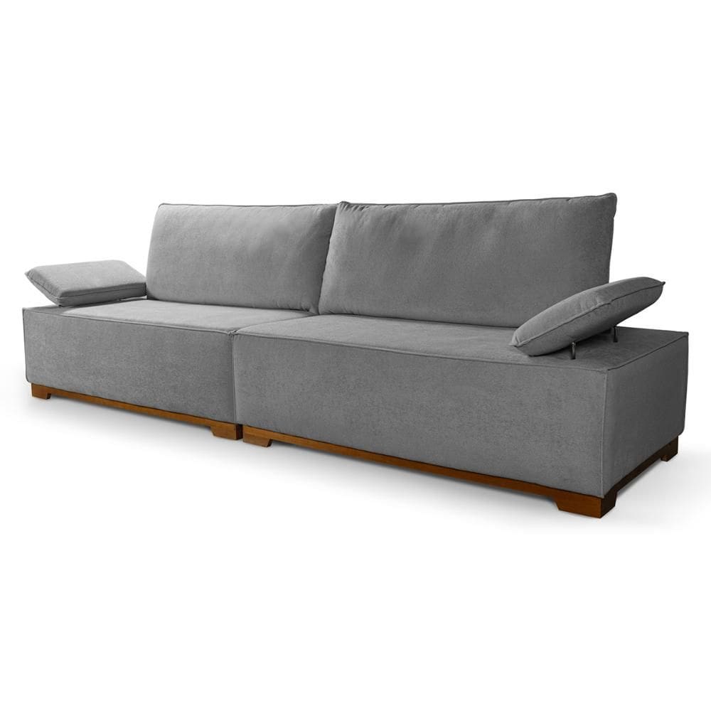 Sofá Living Braço Articulado Deluxe 2,50m Bouclê Cinza