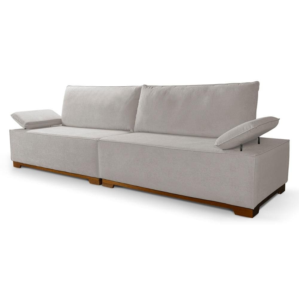 Sofá Living Braço Articulado Deluxe 2,00m Bouclê Off White