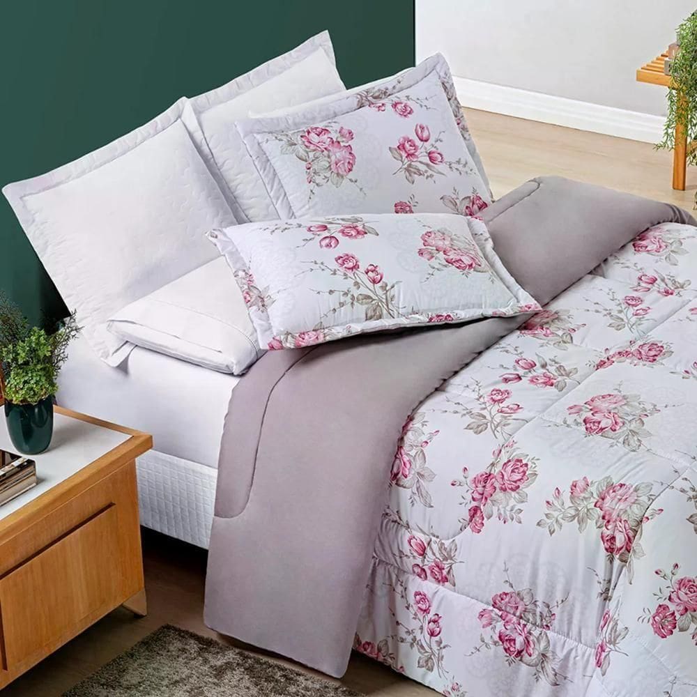 Edredom Queen Estampado Micropercal 200 Fios 03 Peças Avere Lilac Lilac