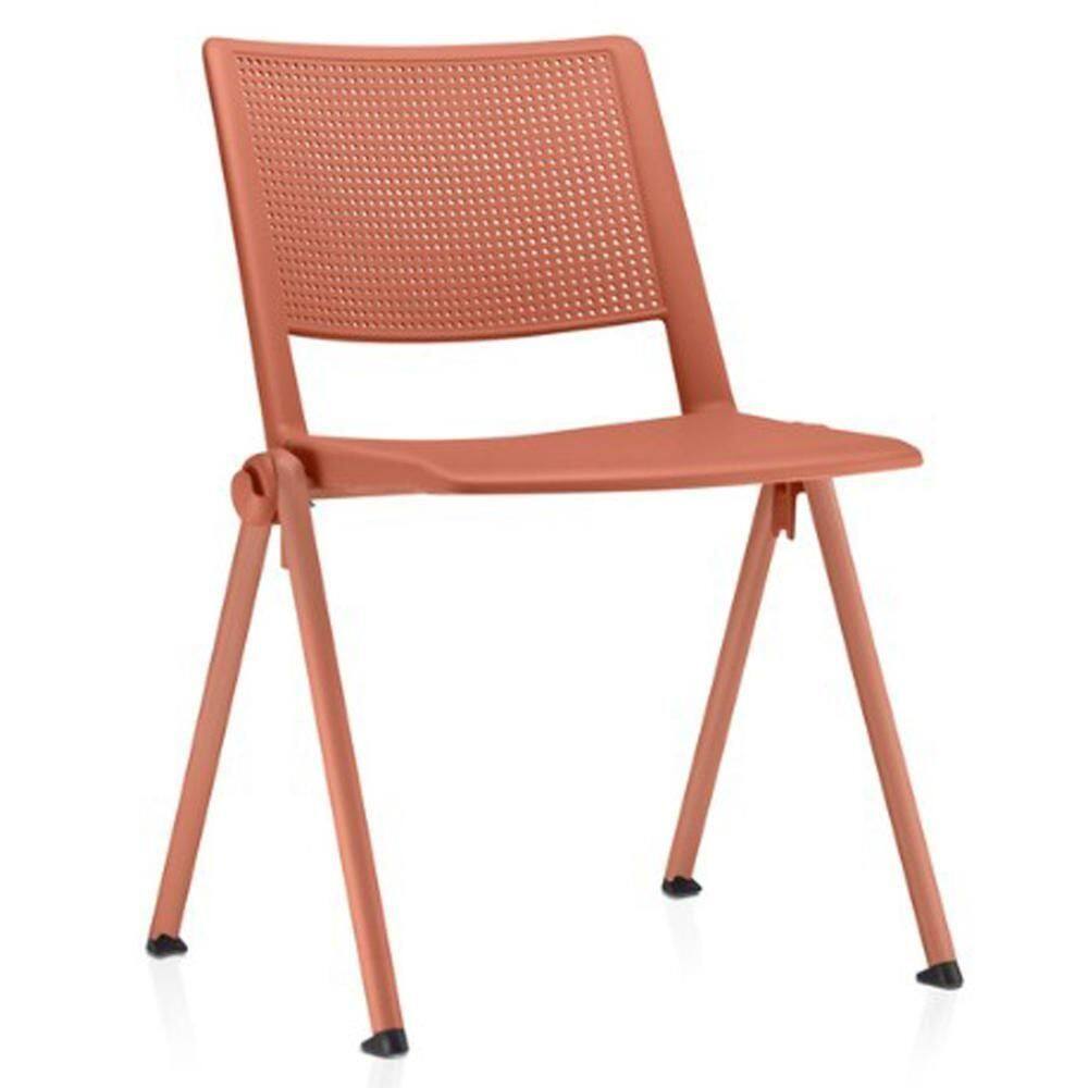 Cadeira Empilhável Fixa Lift F02 Base Aço Laranja - Lyam Decor