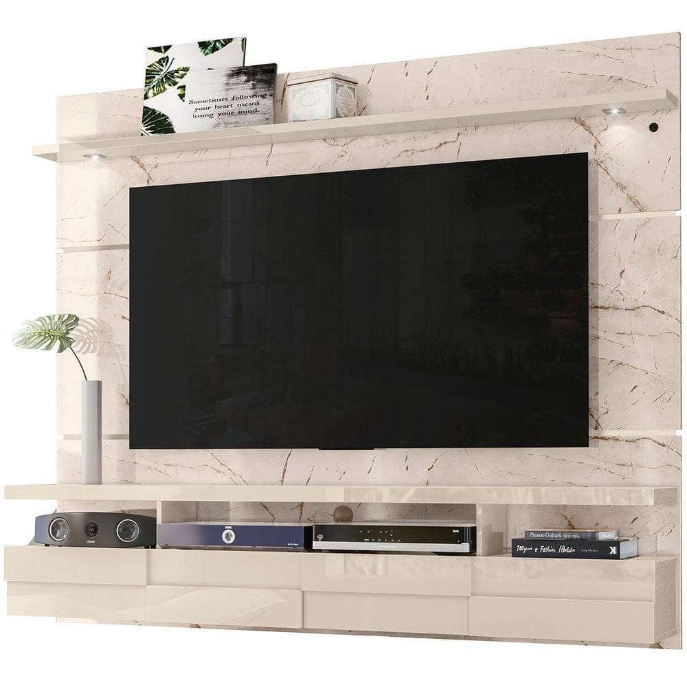 Painel Suspenso Para Tv 60 Polegadas Com 2 Portas Alana 1.8 Calacata/off White