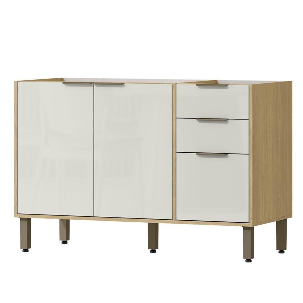 Balcao Pia Sem Tampo 120 Cm Glor Bgl02 Castanho Off White Mxm