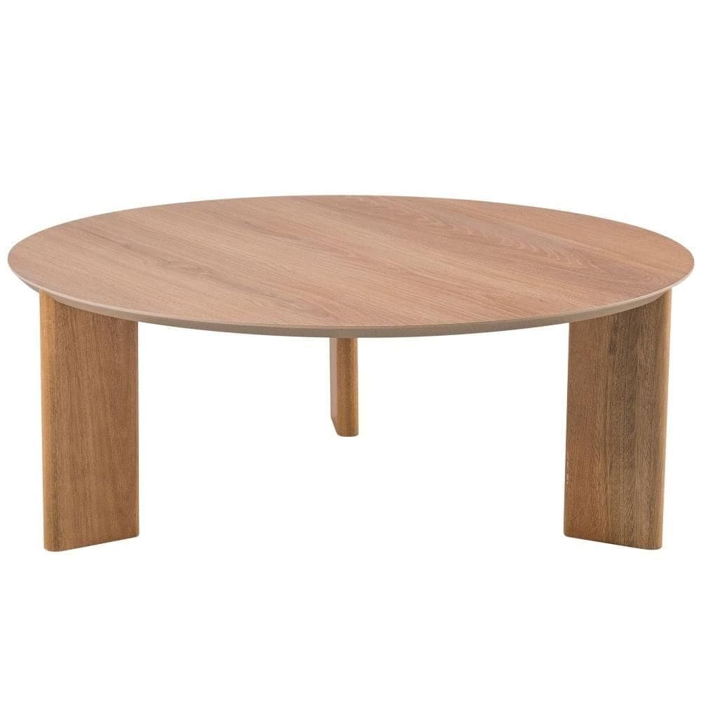 Mesa De Centro Redonda Orgânica Chanfrada Artesano 80 Cm (larg) Mdp Hanover (mel) Pés Madeira Maciça