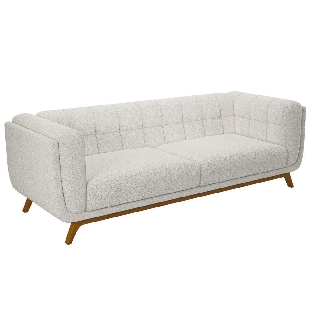 Sofá Living Decorativo 2 Lugares 180cm Bellart M22 Boucle Branco - Mpozenato