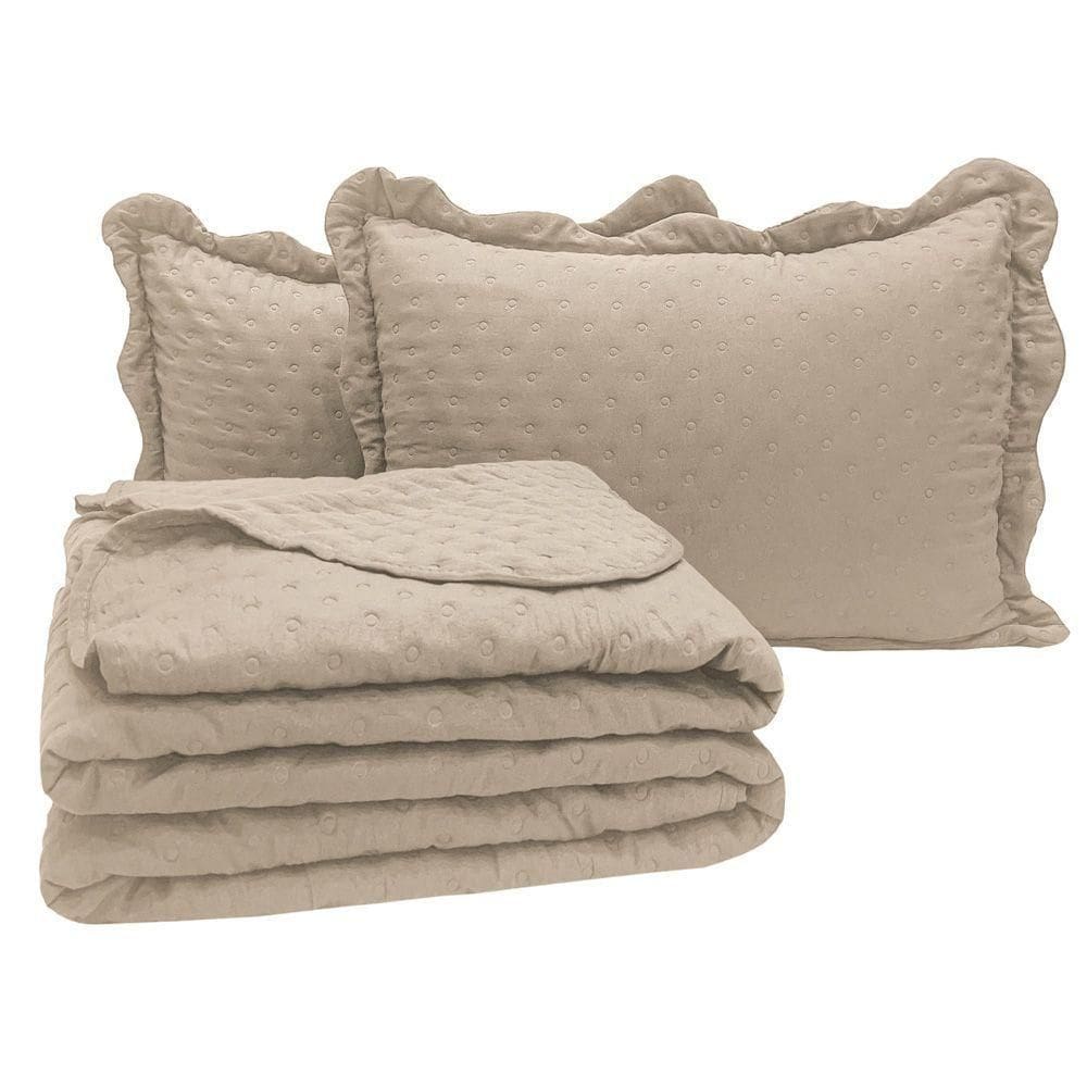 Kit Cobre Leito Colcha Casa Perone Padrão 300 Fios 3 Peças