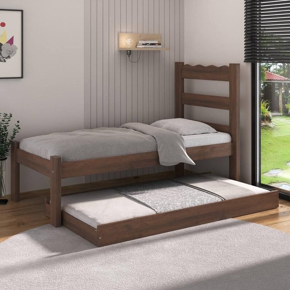 Bicama De Madeira Maciça Para Colchão 78/88x188cm Multimóveis Cr35257 Imbuia