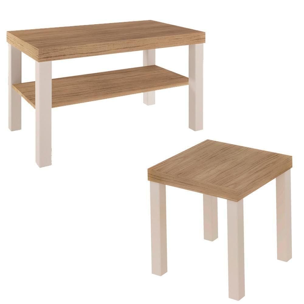 Conjunto Mesa De Centro E Apoio Mca45 Carvalho Off White Arly Carvalho Off White