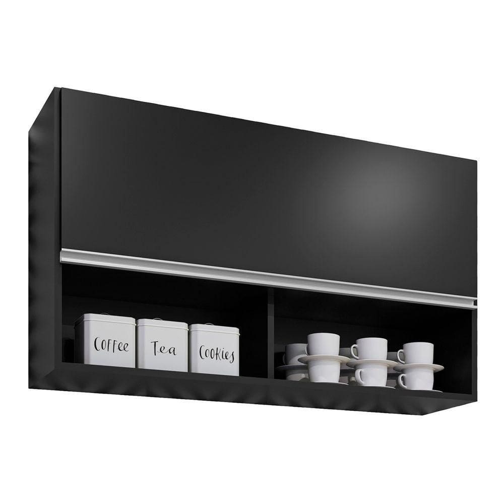 Armário De Cozinha Aéreo 100cm Basculante Mia Z34 Preto - Mpozenato