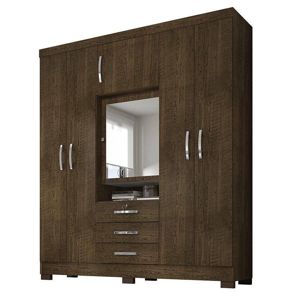 Guarda Roupa Casal Com Espelho 6 Portas Reino Unido Malbec - Incorplac