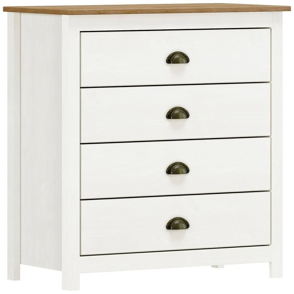Comoda 4 Gavetas Madeira Maciça 80 Cm 9101 Branco Freijo Milani Store