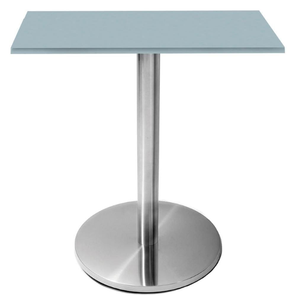 Mesa Beta Inox 75 Cm (altura) Disco Redondo Tampo Mdp Quadrado 80 Cm (larg) X 2,50 Cm (alt) Cinza