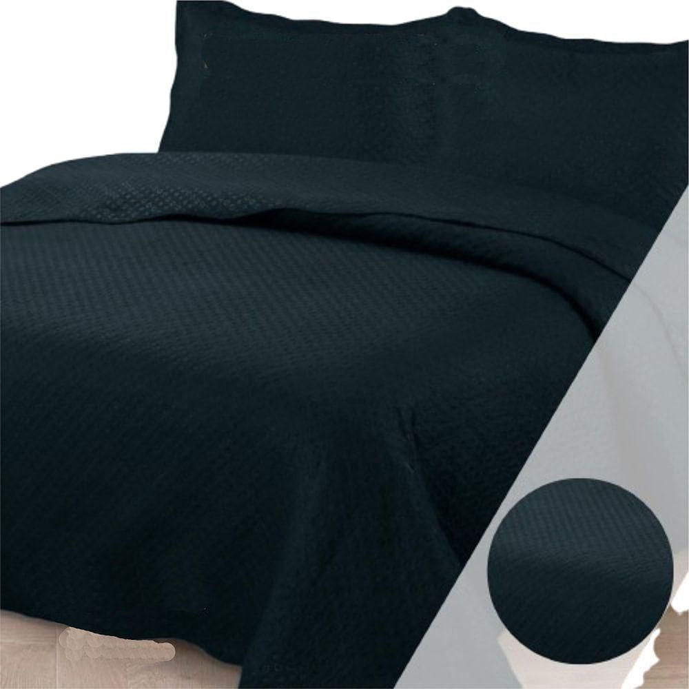 Colcha King Bouti Dupla Face 03 Peças Preto 100% Poliéster