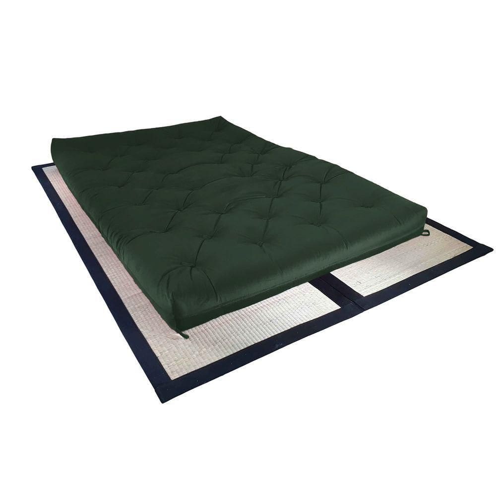 Colchão Futon Casal Dobrável Sofa Cama Verde Militar