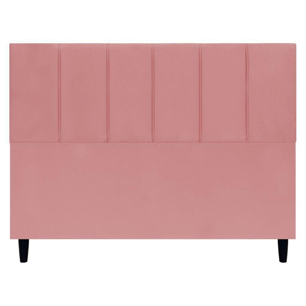 Cabeceira Estofada Para Cama Box Queen 160 Cm Classic Suede Rosê Suede