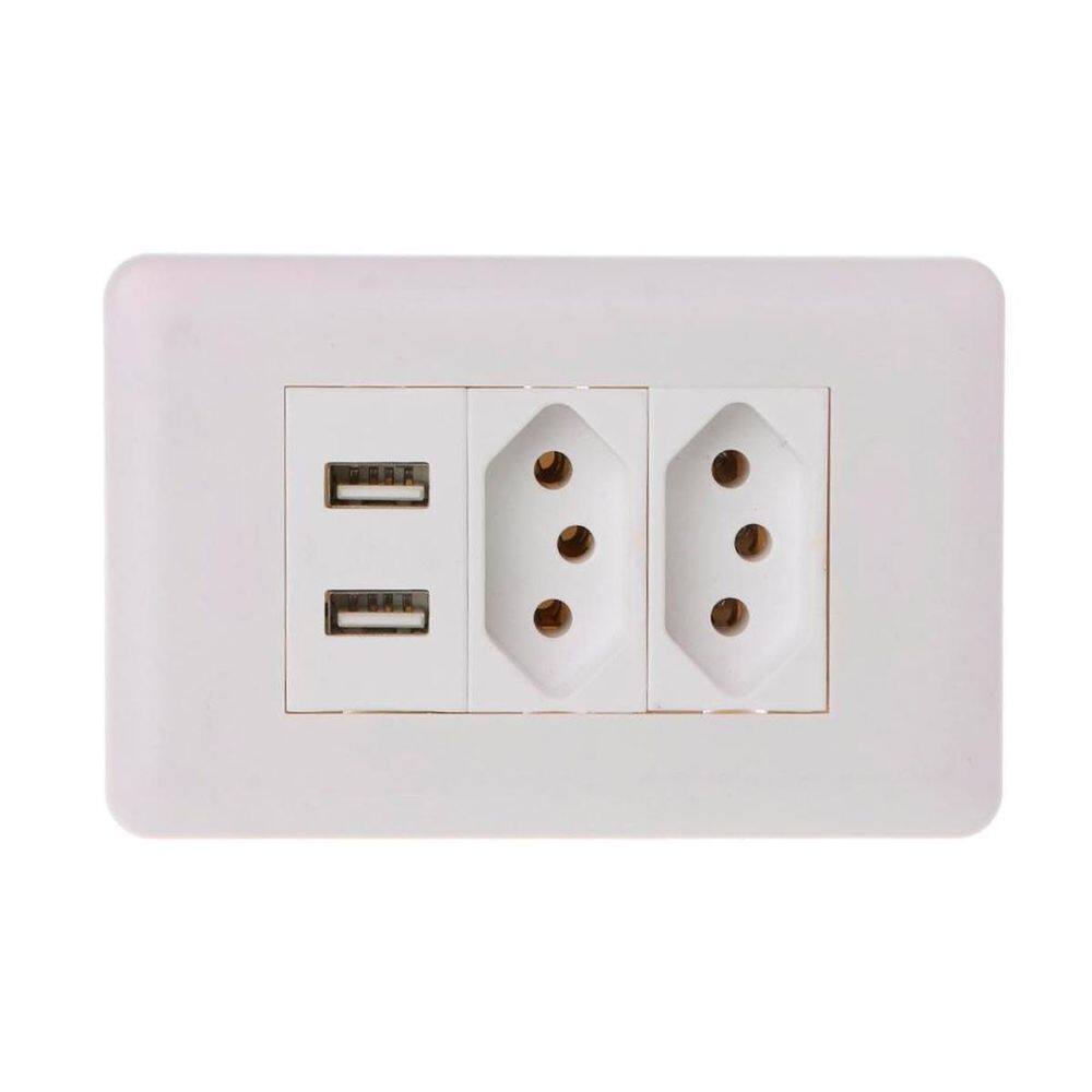 Tomada Bivolt Usb Dupla Universal Parede Residencial