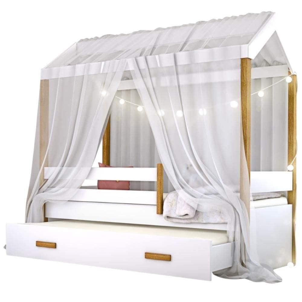 Bicama Solteiro Montessoriana Infantil Casinha - Branco