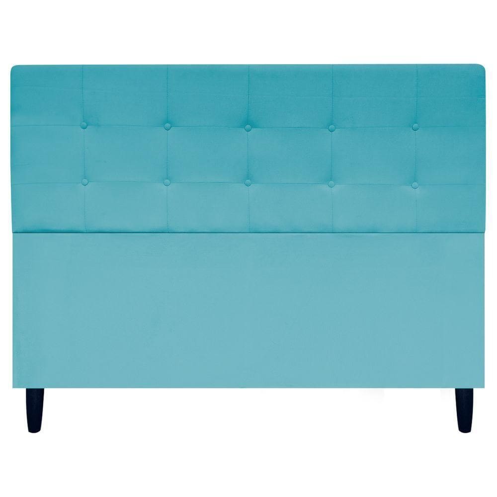 Cabeceira Para Cama Queen 160 Cm Ivy Suede Azul-turquesa Suede