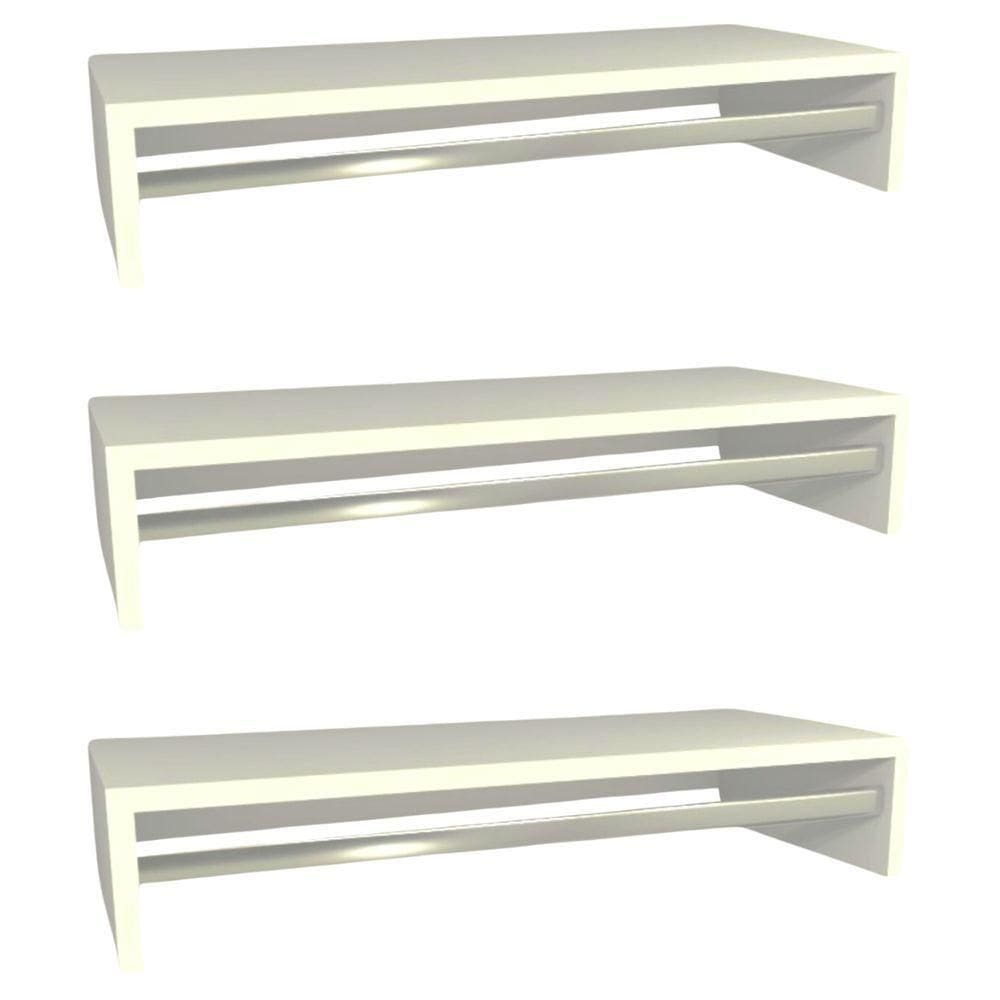 Kit 3 Cabideiros De Parede Suspenso 60x25x11,5 Branco
