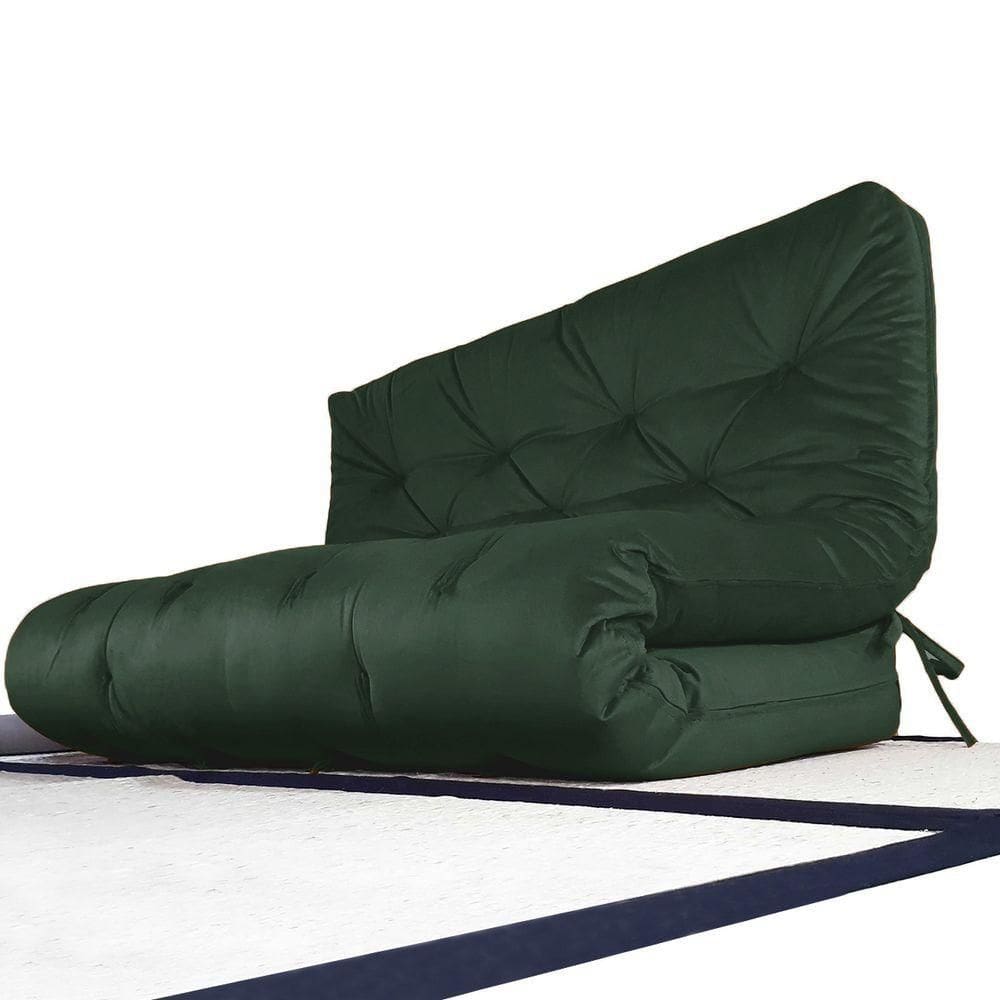 Futon Sofa Cama Casal D33 Tendencia Oriental Verde Militar