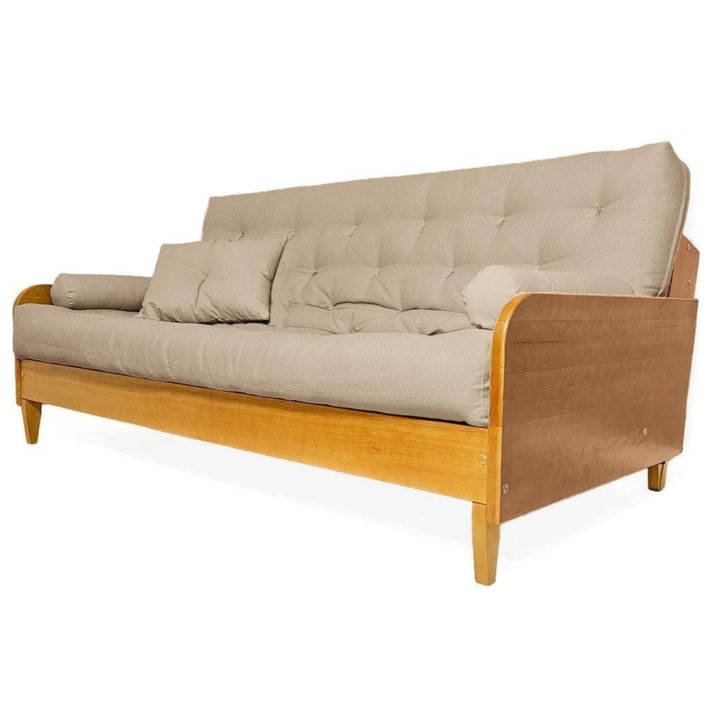 Sofá Cama Paris Sarja Madeira Nobre Natural