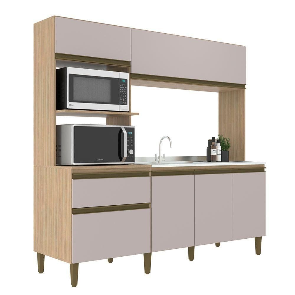 Cozinha Compacta Vitoria New J Carvalho Dourado-fume