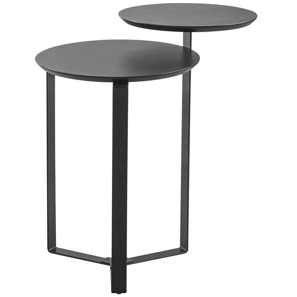 Mesa Lateral Para Sala De Estar 2 Em 1 Pés Metálicos Dari A03 Nero Preto - Lyam Decor