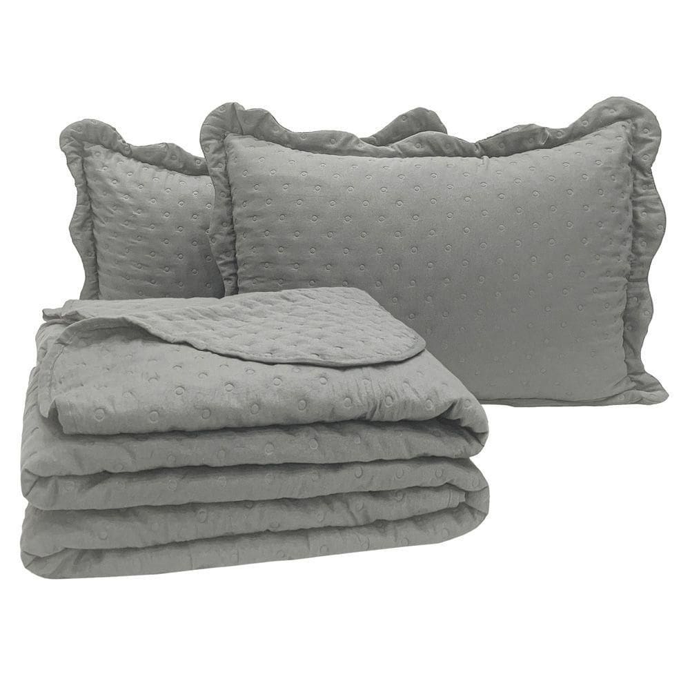 Kit Cobre Leito Colcha Casa Perone King 300 Fios-3 Peças