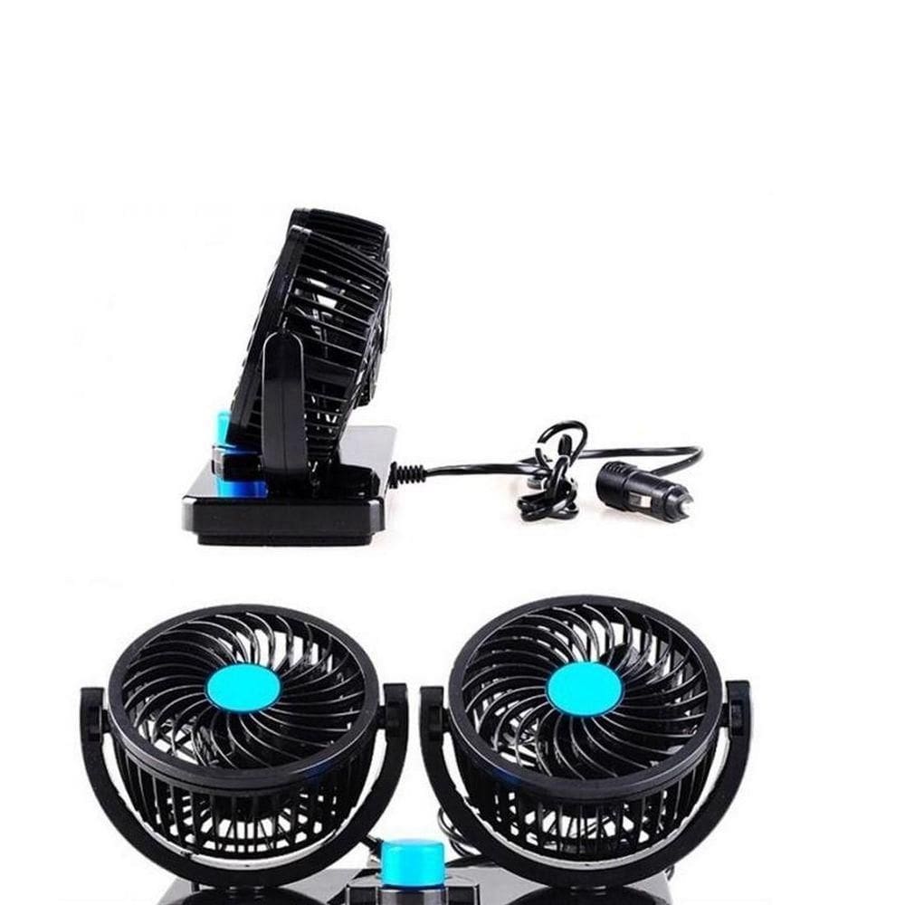 Ventilador Automotivo Duplo Rotativo Ajustavel Veicular Carro Van E Onibus 12v