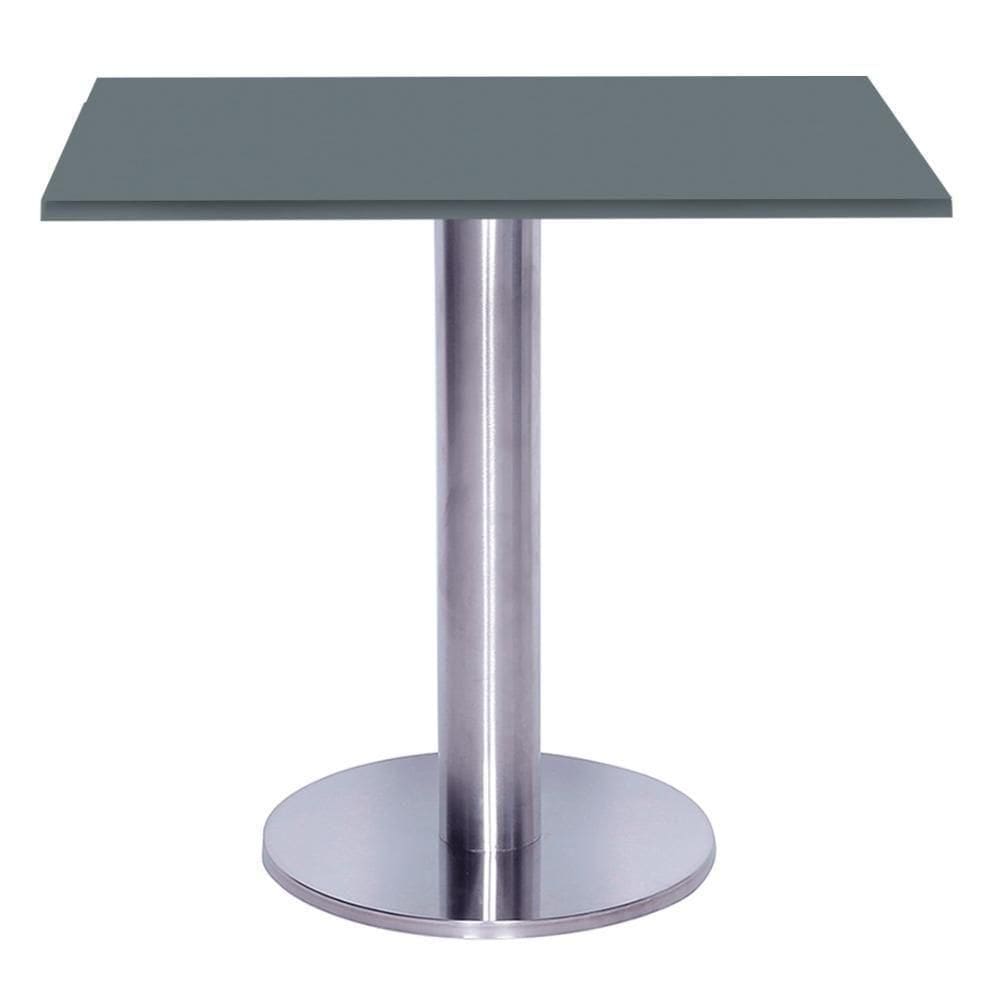 Mesa Beta Big Inox 75 Cm (alt) Disco Redondo Tampo Mdp Quadrado 70 Cm (larg) X 2,50 Cm (alt) Grafito