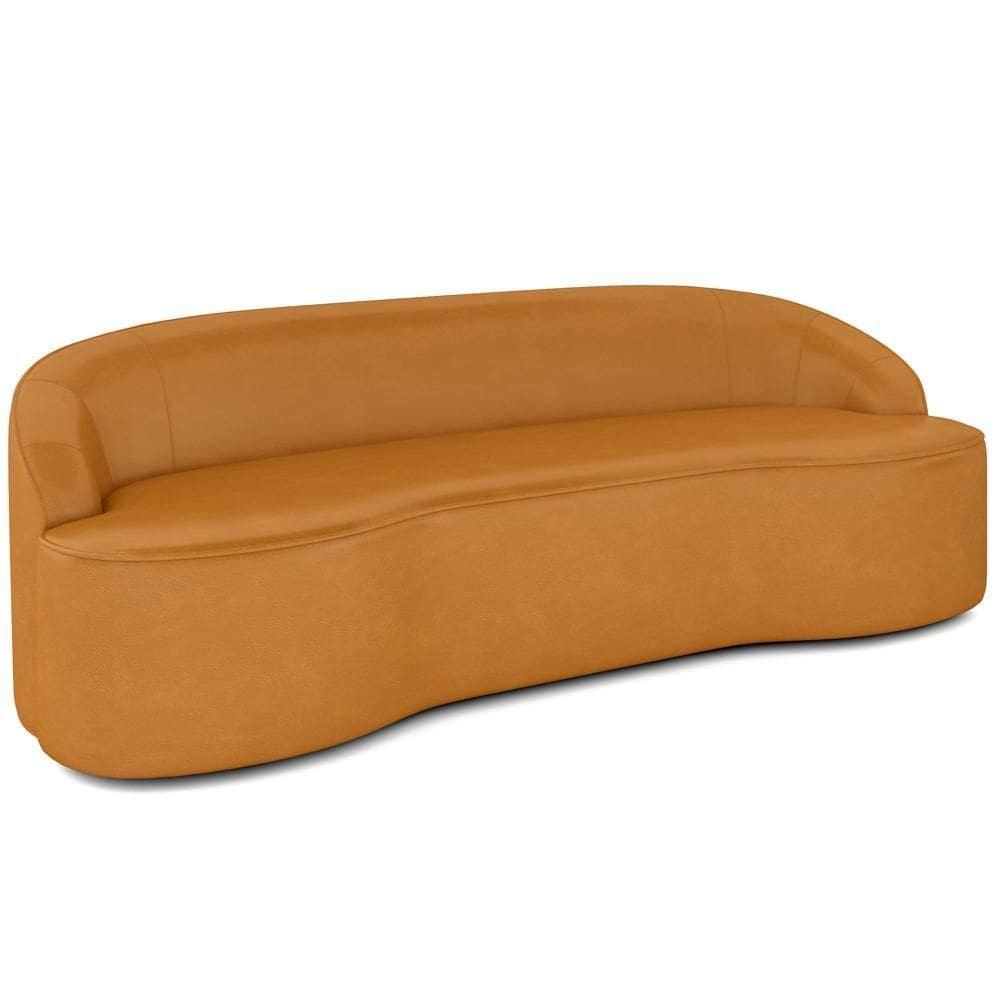Sofá 3 Lugares Para Sala De Estar Living 210cm Theo D06 Sintético Caramelo - Mpozenato