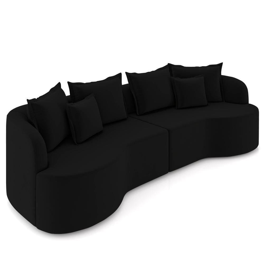 Sofá 3 Lugares 230cm Orgânico Quito K04 Veludo Preto - Mpozenato
