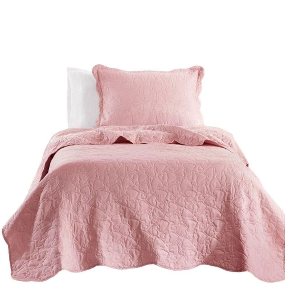 Kit Cobre Leito Colcha Bouti Solteiro Infantil 2 Peças Rosa 100% Poliéster