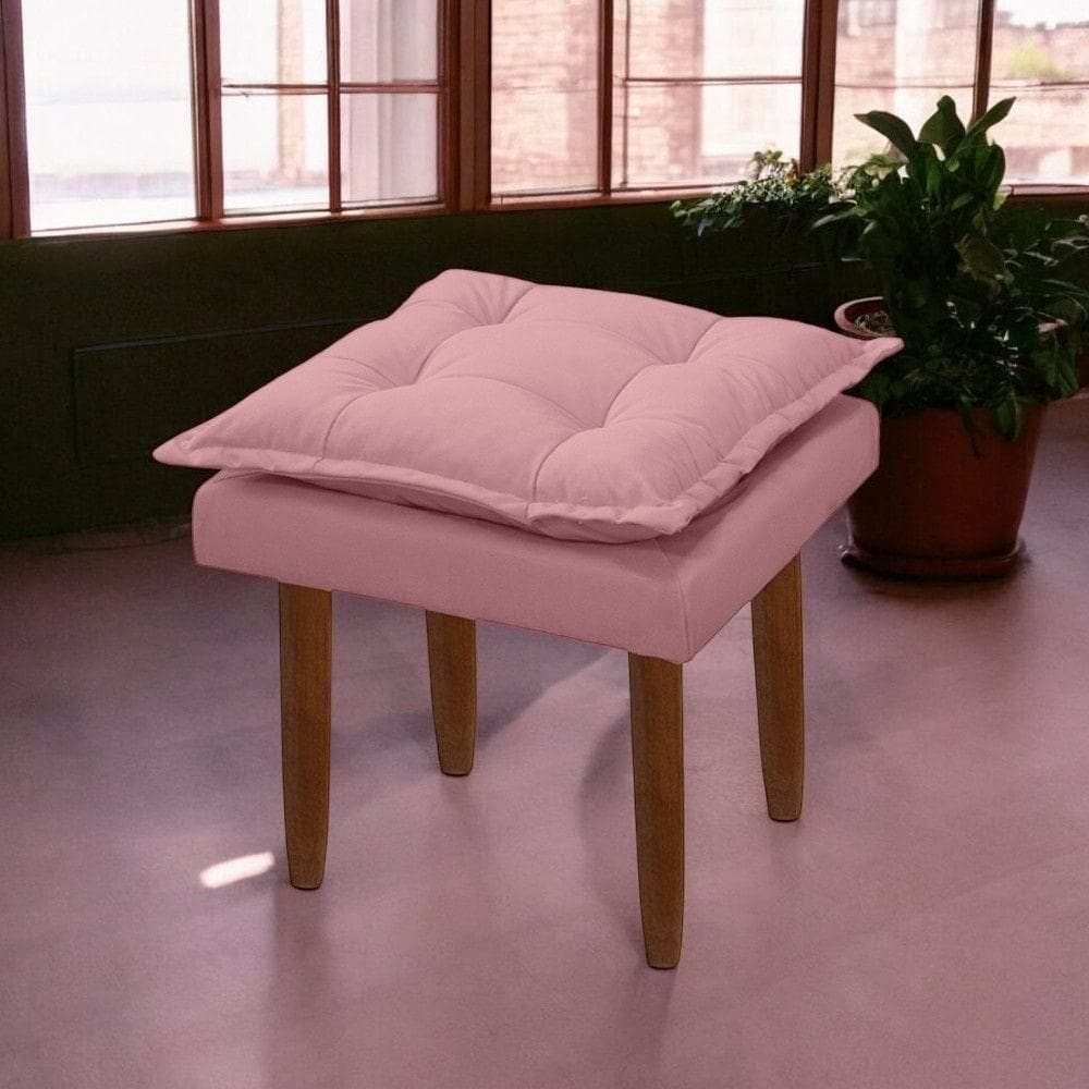 Puff Maria Para Sala De Tv E Estar Quarto Confortável Suede Rose Mabe Magazine