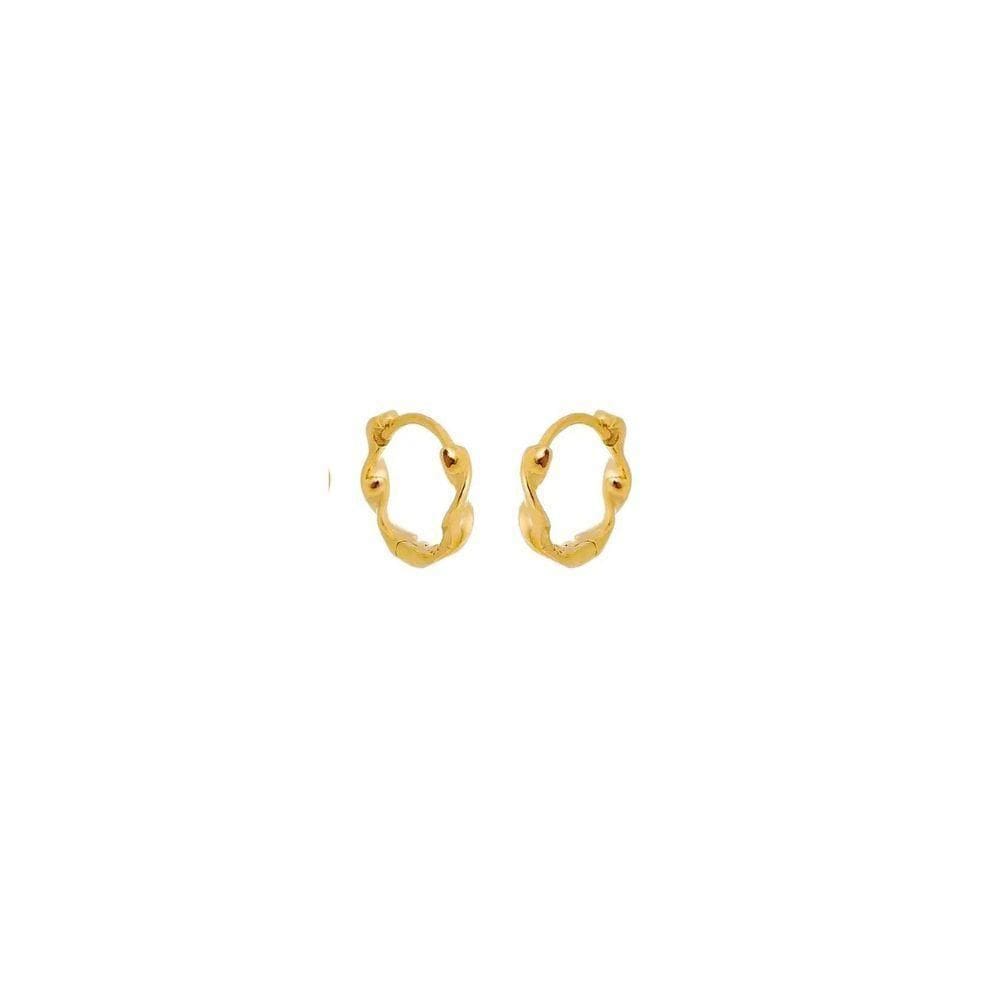 Brincos Argolinhas Torcida Lisa Ou Segundo Furo Pequenas Banhada Em Ouro 18k