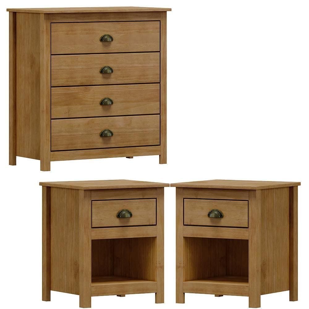 Comoda 4 Gav E 02 Mesas De Cabeceira Madeira Maciça Freijo Milani Store