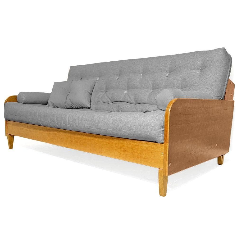 Sofá Cama Paris Acquablock Madeira Nobre Natural - Cinza Linho