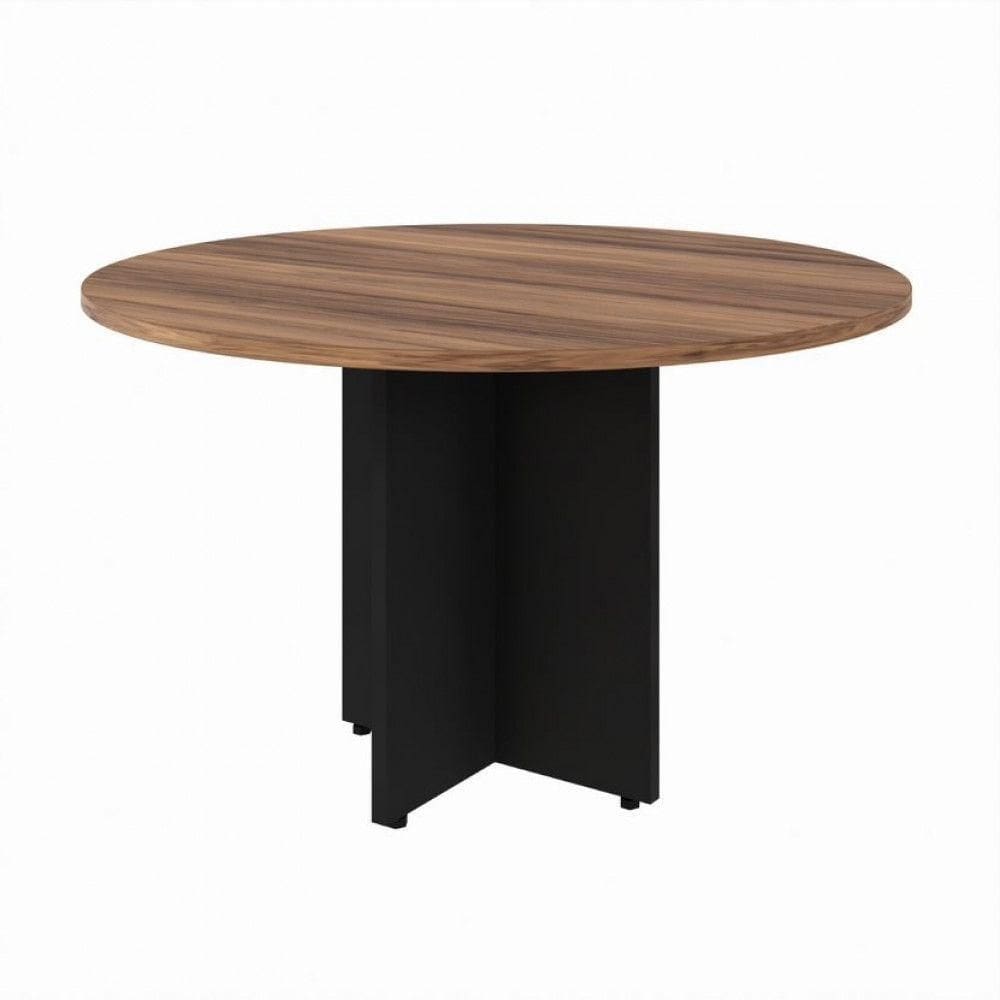 Mesa Circular Office 120cm Pé Painel Web Office Nogal-preto