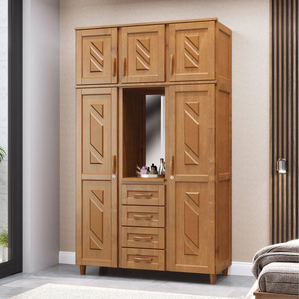 Guarda-roupa Solteiro Santiago 5 Portas 4 Gavetas Freijó