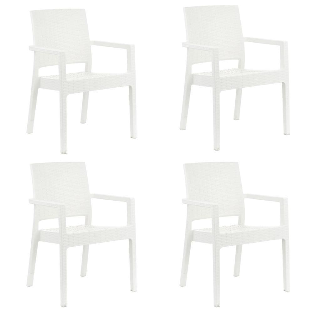 Kit 4 Cadeira Com Braço Milano Rattan + Mesa Capri Branca
