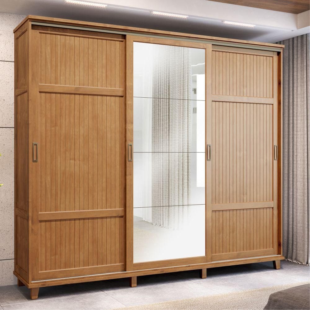 Guarda-roupa Casal Dublin 3 Portas Madeira Freijó Cavazotto
