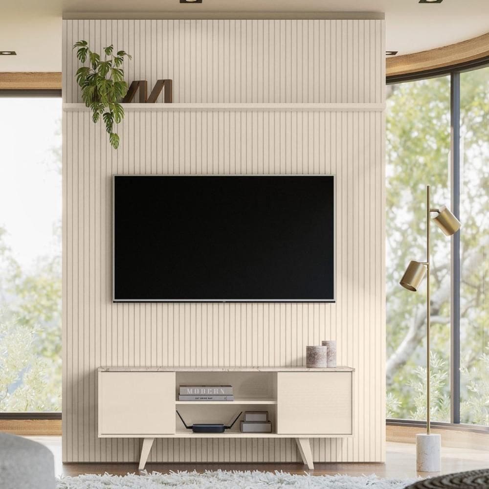Conjunto Painel E Rack Frostholm Calacata Off White