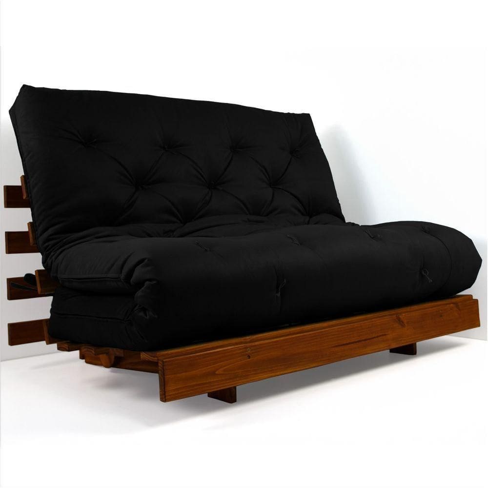 Sofá Cama Casal Futon Tokio D33 Madeira Maciça Cor Imbuia Ii