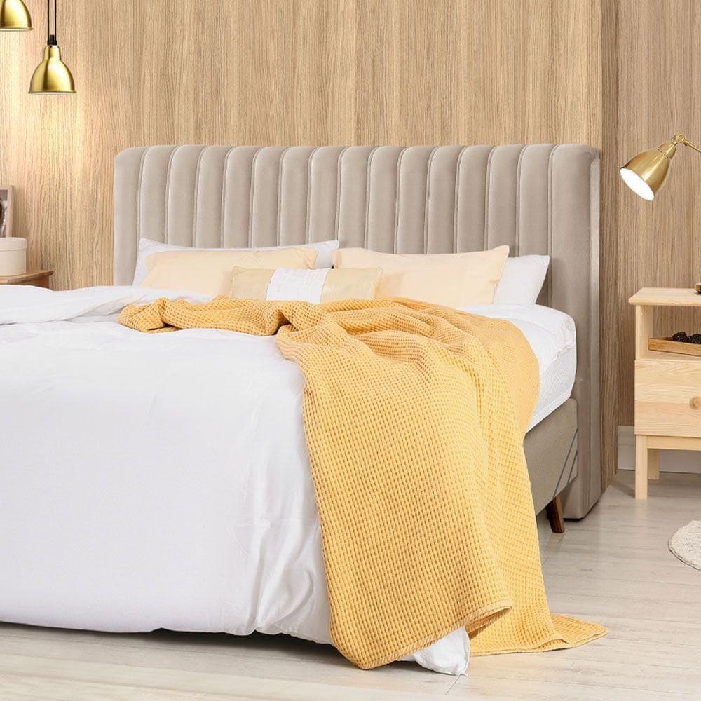 Cabeceira Cama Box King 1,93m Estofada Havai Veludo Bege