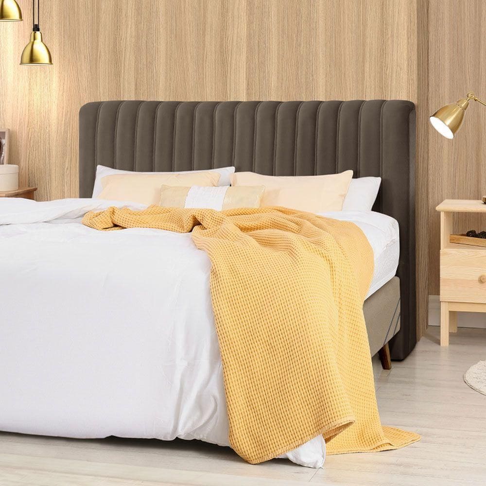 Cabeceira Cama Box King 1,93m Estofada Havai Veludo Marrom