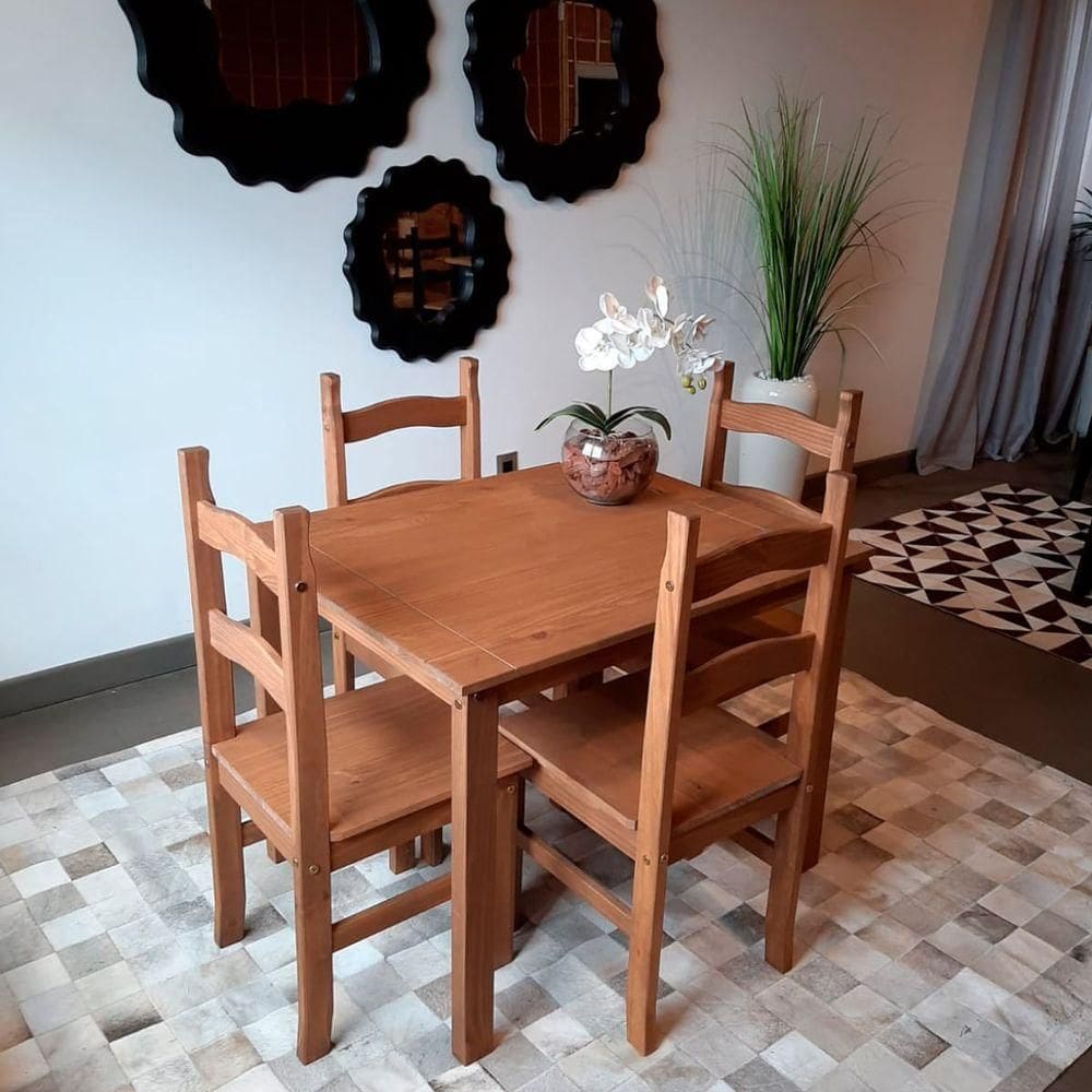 Conjunto Sala Jantar Mesa 4 Cadeiras Madeira Marin Brasil
