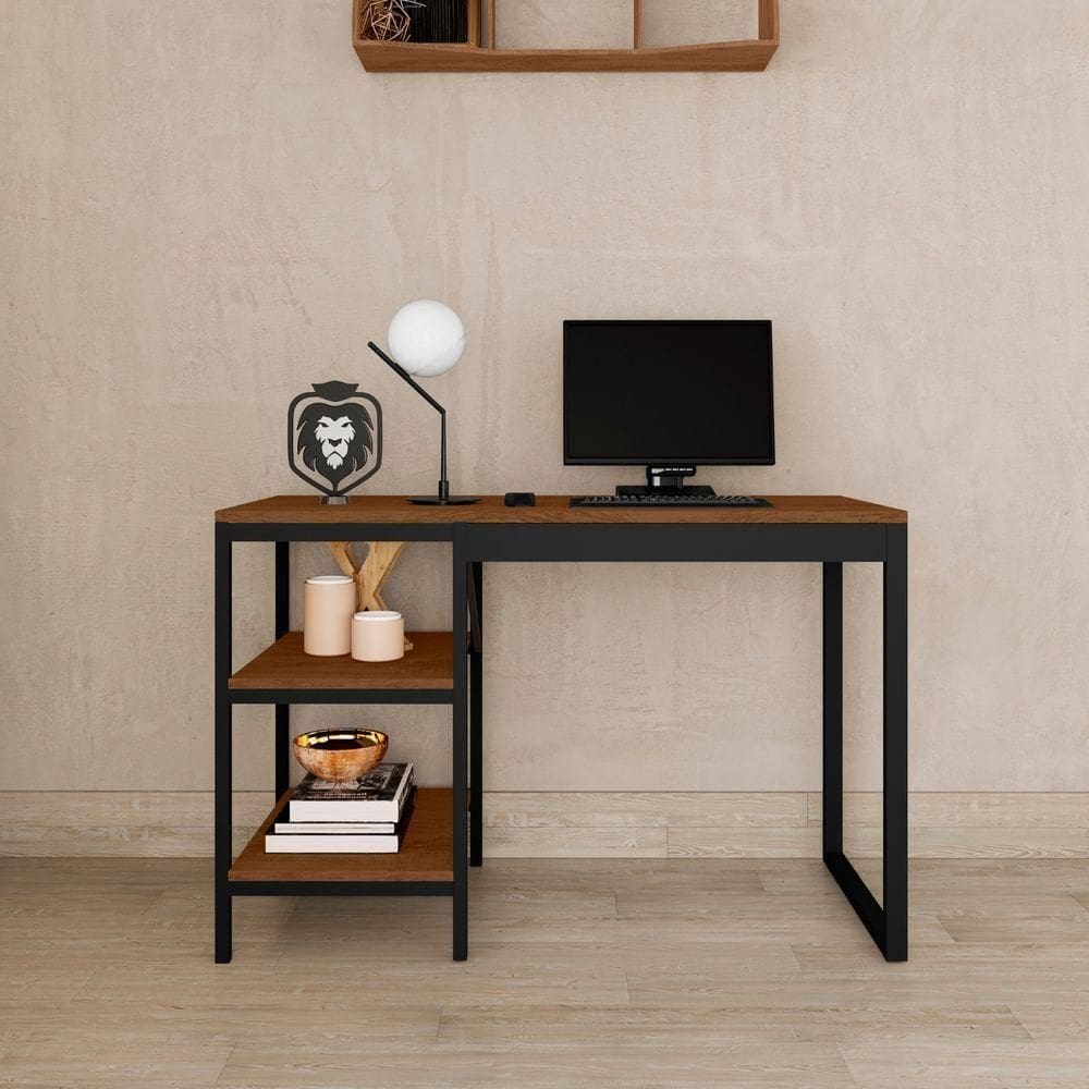 Home Office Slim Aço Mdp Para Estudo Trabalho Canela Rustico