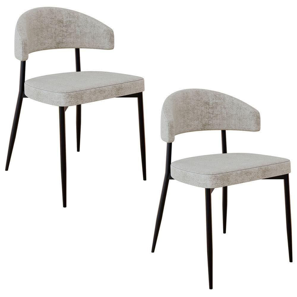 Cadeira De Jantar Estofada Kit 2 Chloe M25 Linho Lautrec Off - Mpozenato