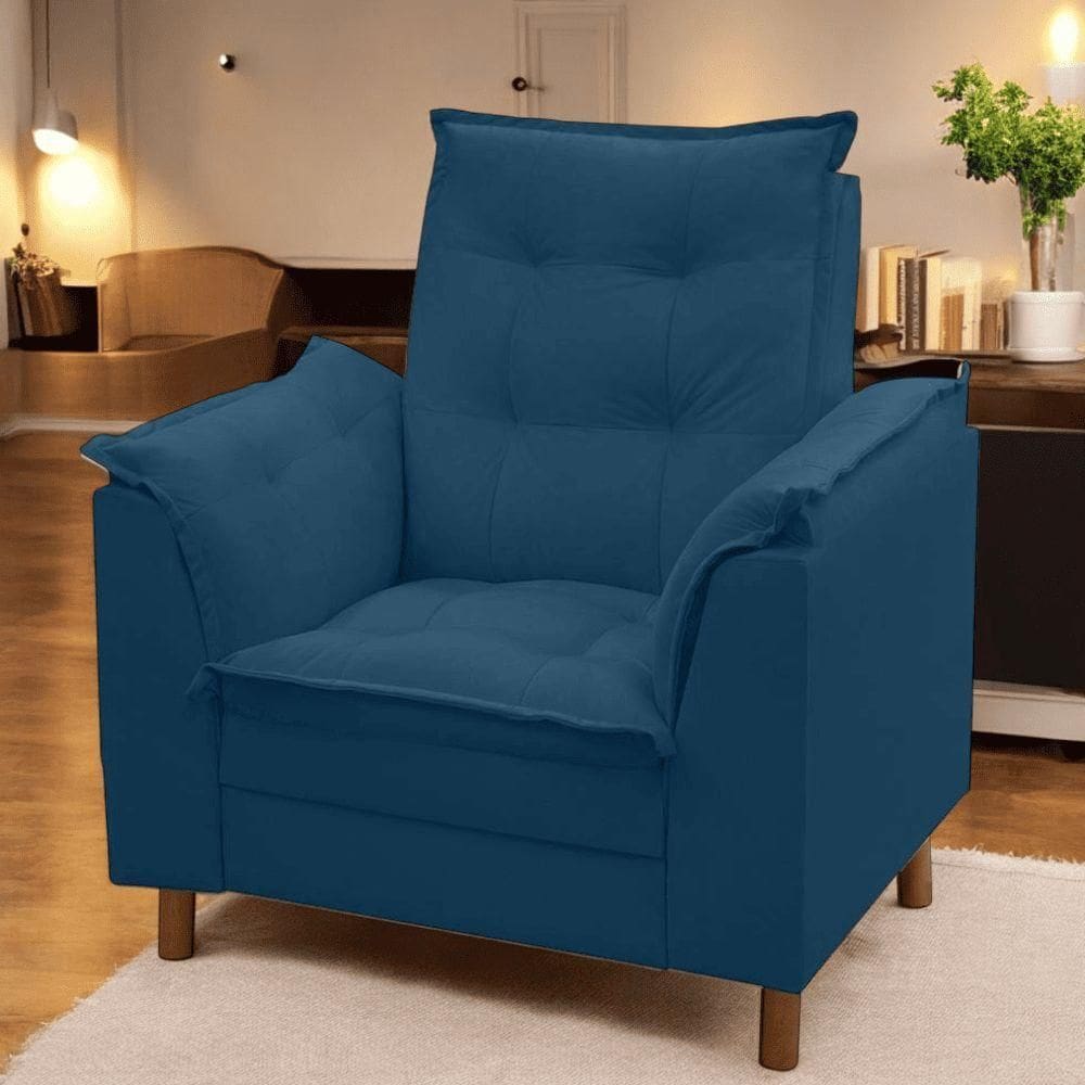 Poltrona Isa Escritório Consultório Recepção Suede Azul Marinho - Mabe Magazine